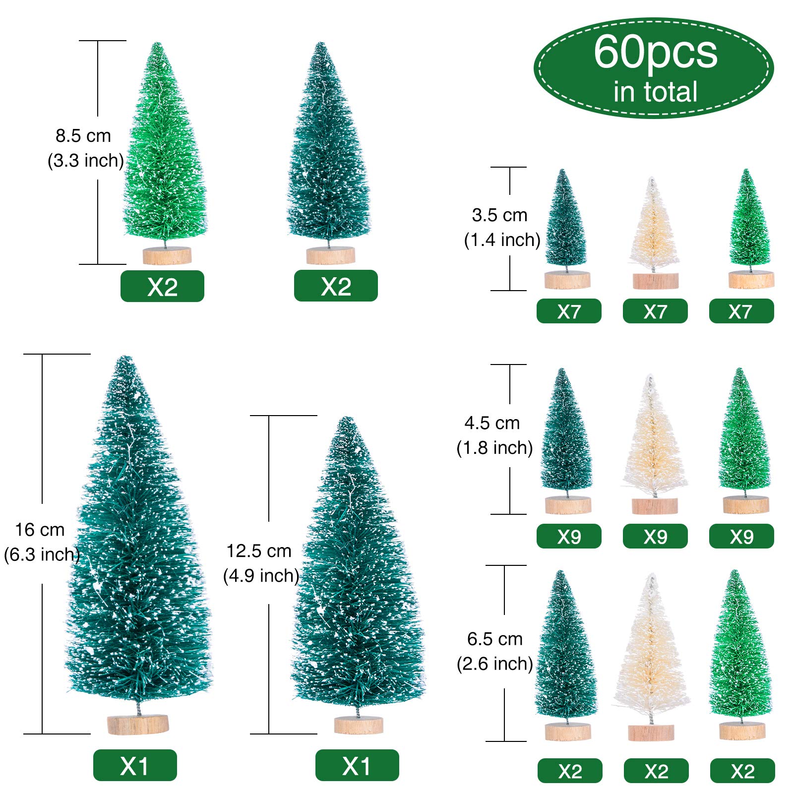 21 Mini Albero Di Natale Artificiale in Miniatura, Albero Di Natale