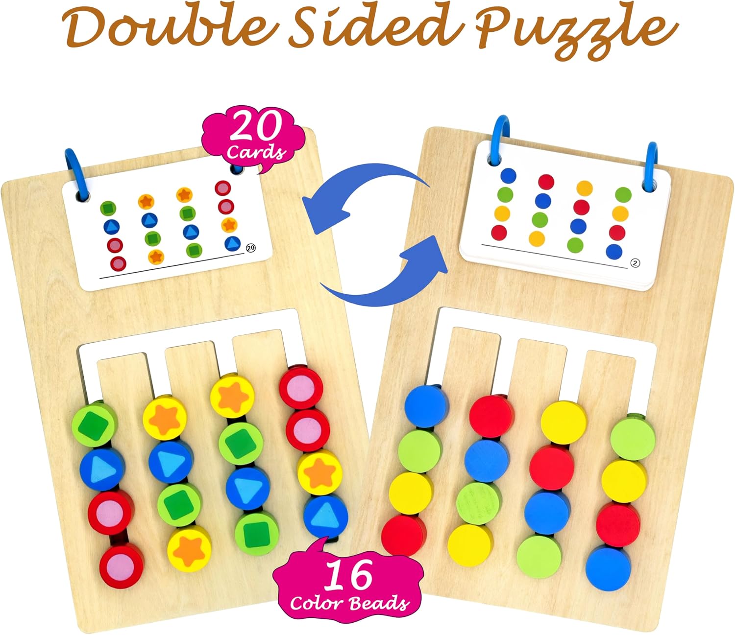 Double Color Matching Games for Dementia Patients, Easy Memory Care Activities for Seniors, Handhold Alzheimers Products for Elderly, Cognitive Puzzle Blocks Maze Busy Board Crafts Gadgets Gifts