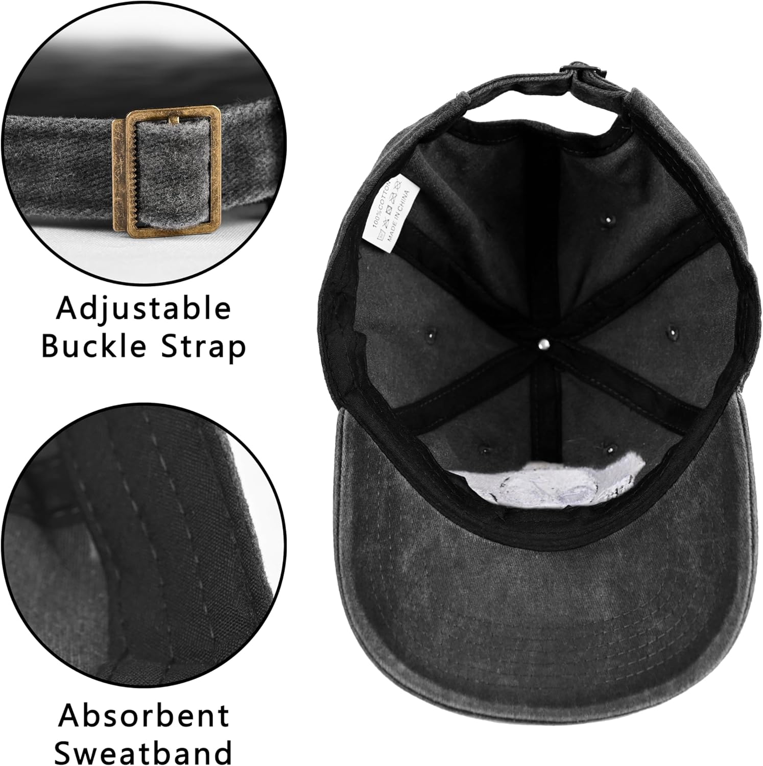 Embroidered Baseball Cap Adjustable Vintage Washed Distressed Denim Baseball Hat for Women Men - Image 4