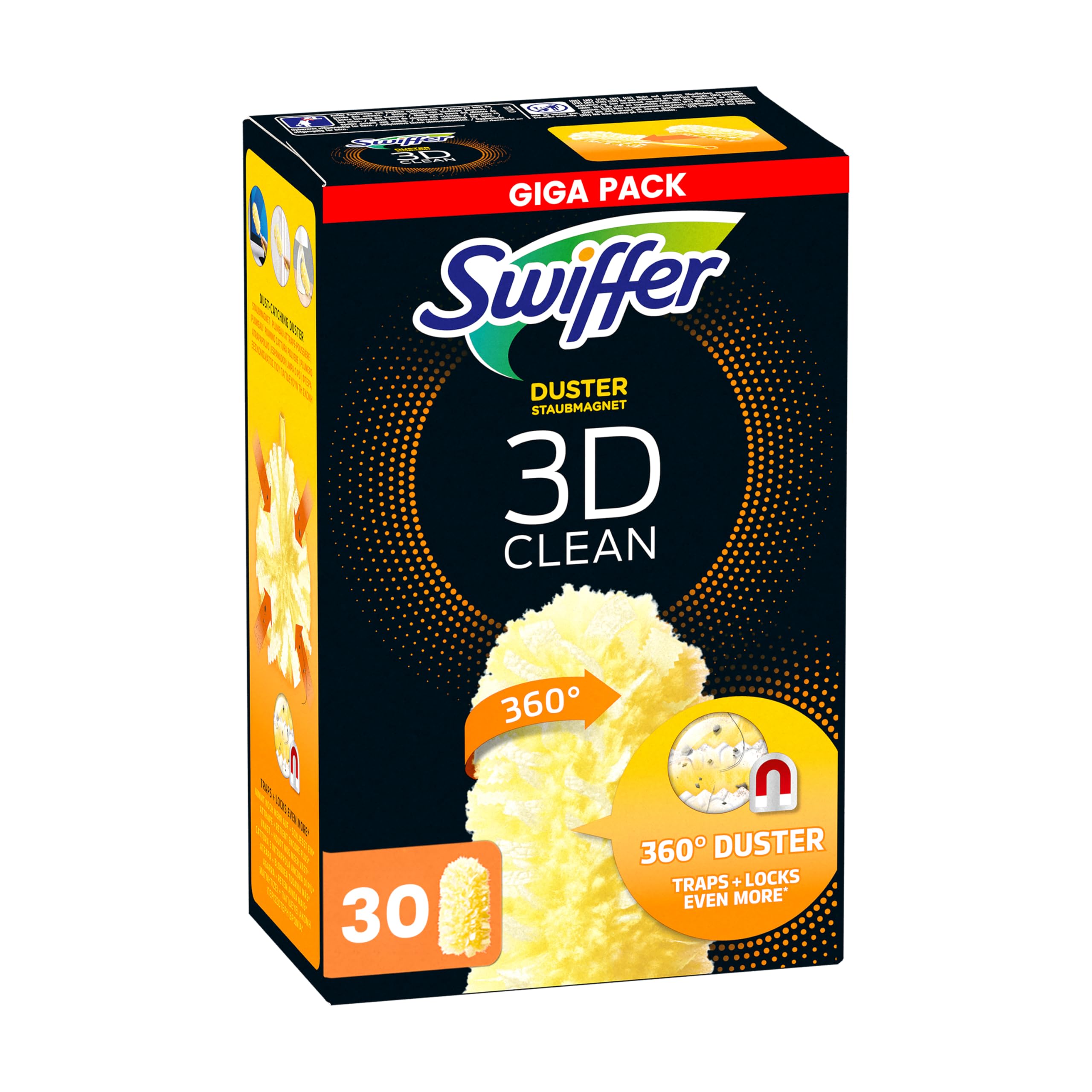 Swiffer Plumeau Duster, 30 Recharges (5x6), Attrape et Retient 3X Plus de Poussière et Cheveux qu'un Plumeau Classique, même dans Les Endroits Difficiles d'Accès, Manche Vendu Séparément