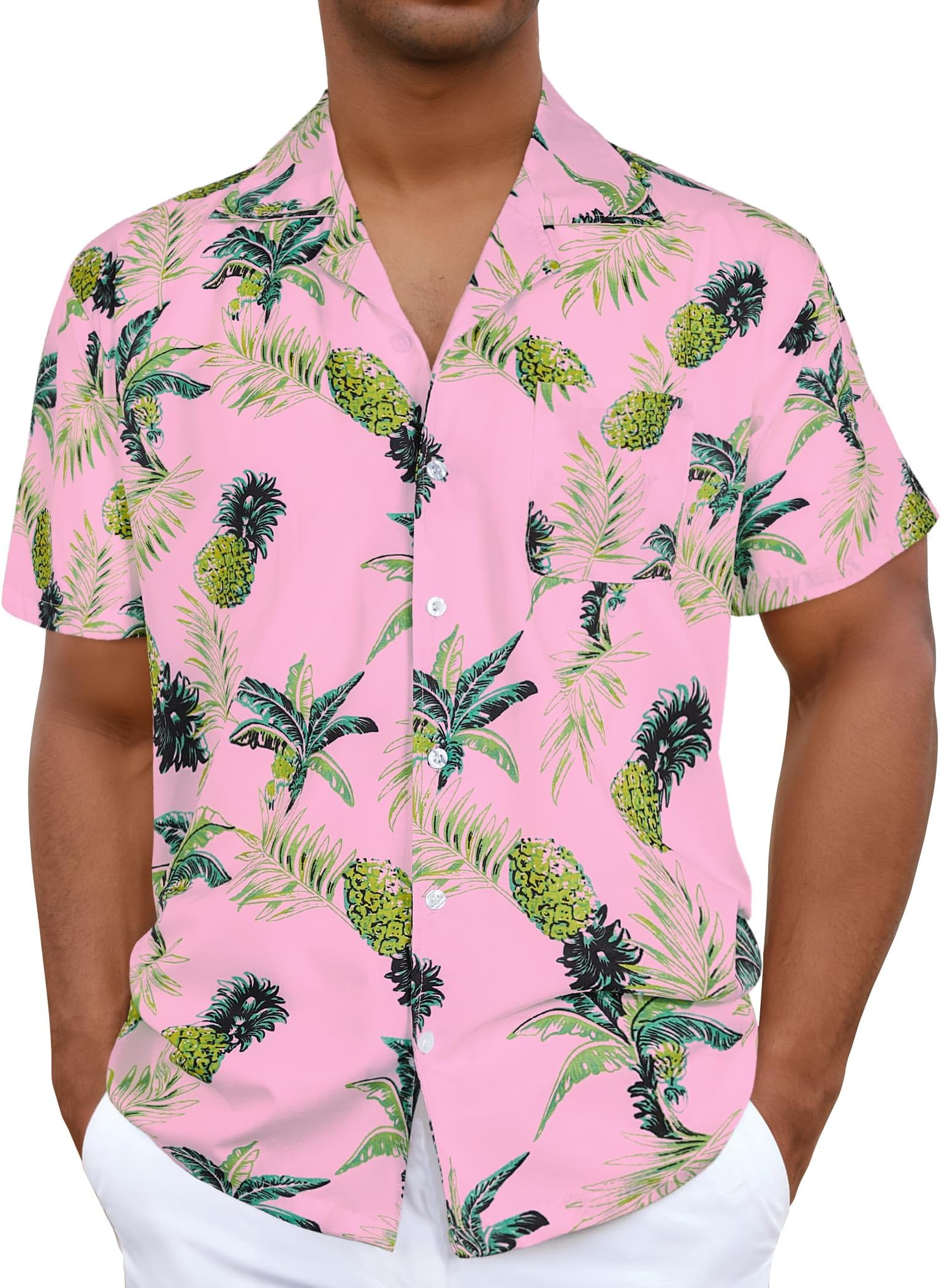 iCKER Men's Hawaiian Shirt Beach Shirt Short Sleeve Polyester Casual Regular Fit, Blue, X-Large