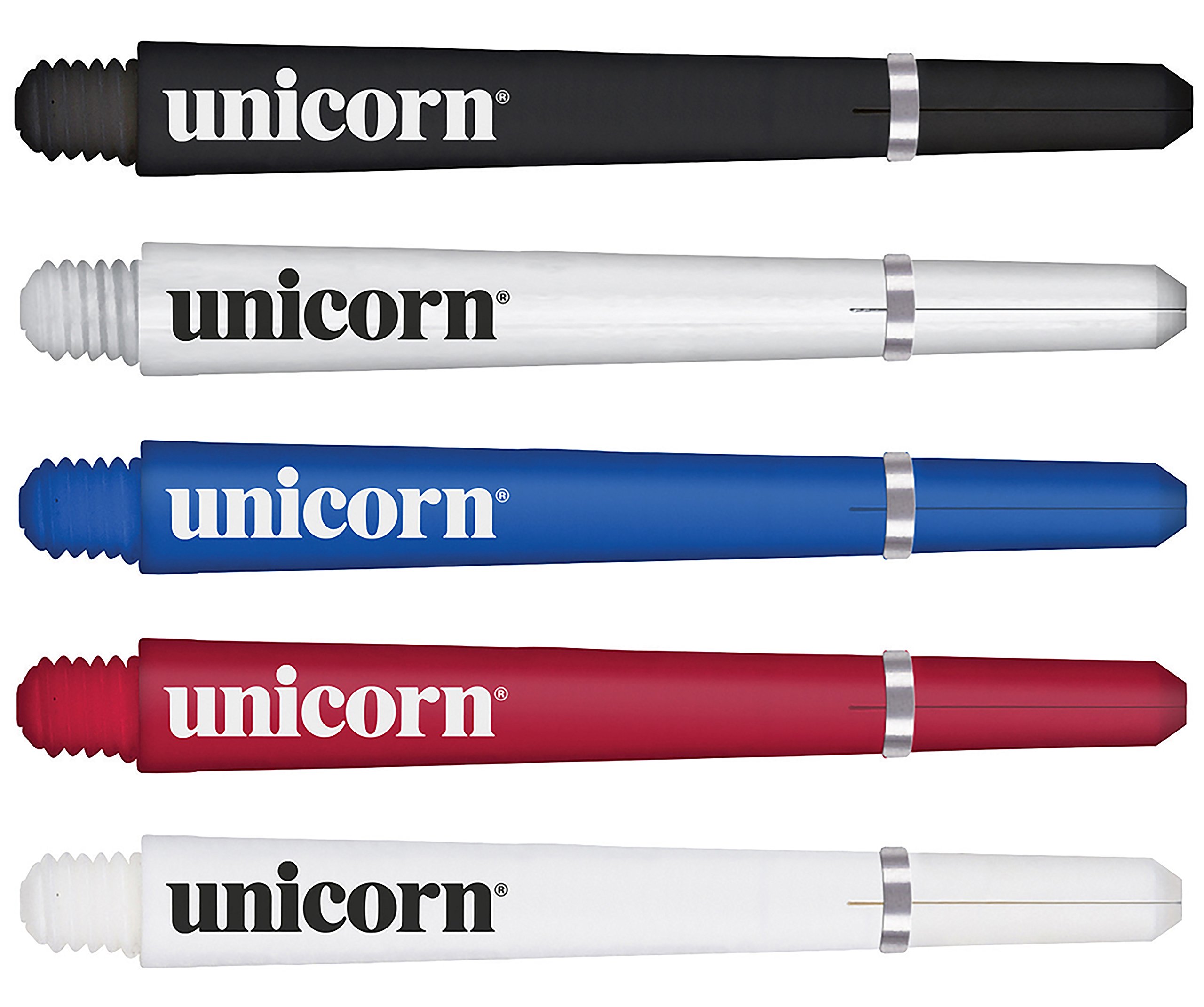 Bullydarts Unicorn Gripper 4 Dart Shafts with Locking Rings - 5 Sets (15 Stems) (Clear, Medium - 41mm)