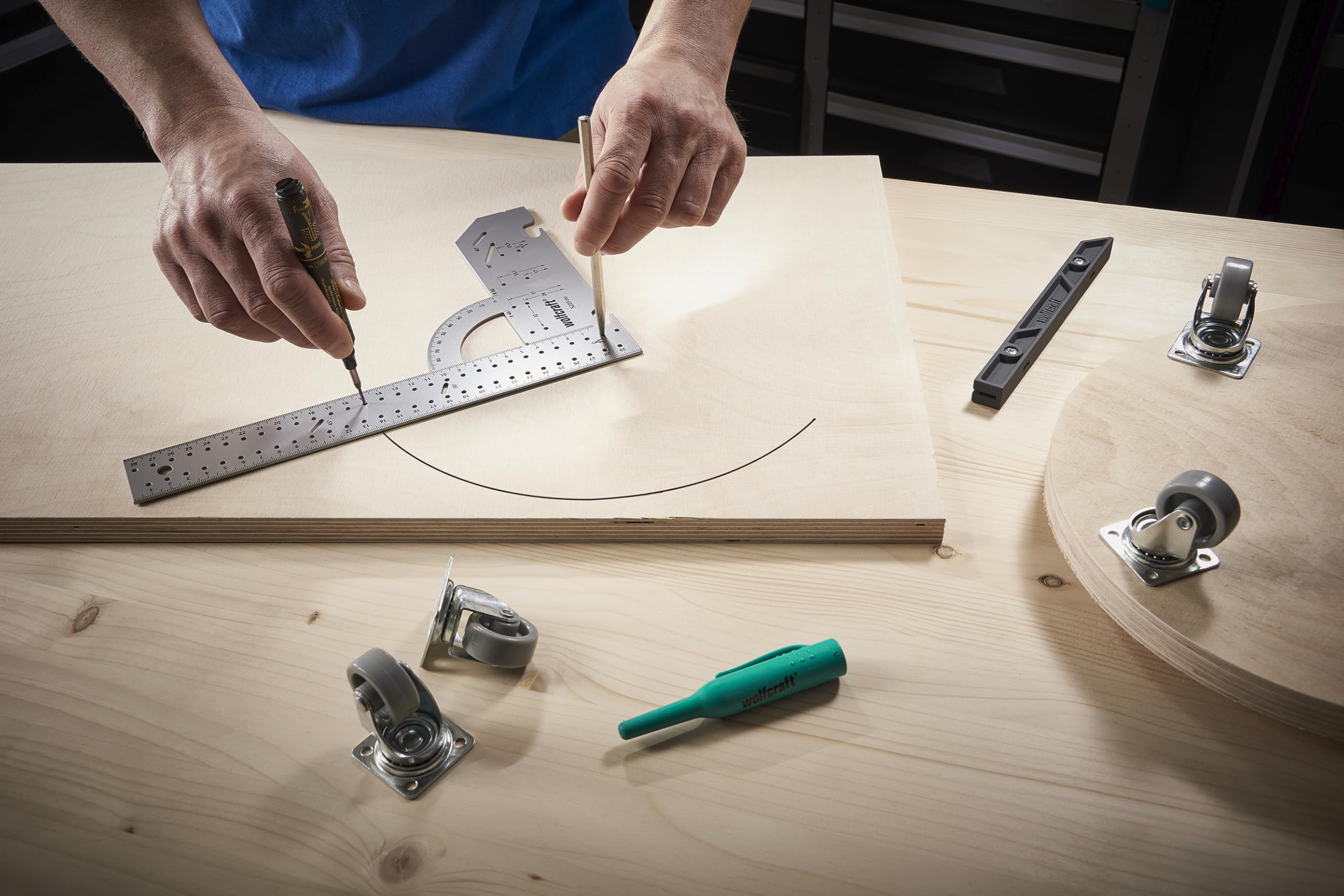 wolfcraft Coffret projet « Mesurer et cheviller » - 8655000-2 outils astucieux pour les assemblages chevillés
