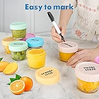 Vista 8 de WILLDAN Tarros de vidrio para almacenamiento de alimentos para bebés con tapas (4 onzas, juego de 24 unidades) para aperitivos, puré, recipientes