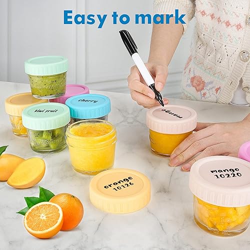 Miniatura 8 de WILLDAN Tarros de vidrio para almacenamiento de alimentos para bebés con tapas (4 onzas, juego de 24 unidades) para aperitivos, puré, recipientes