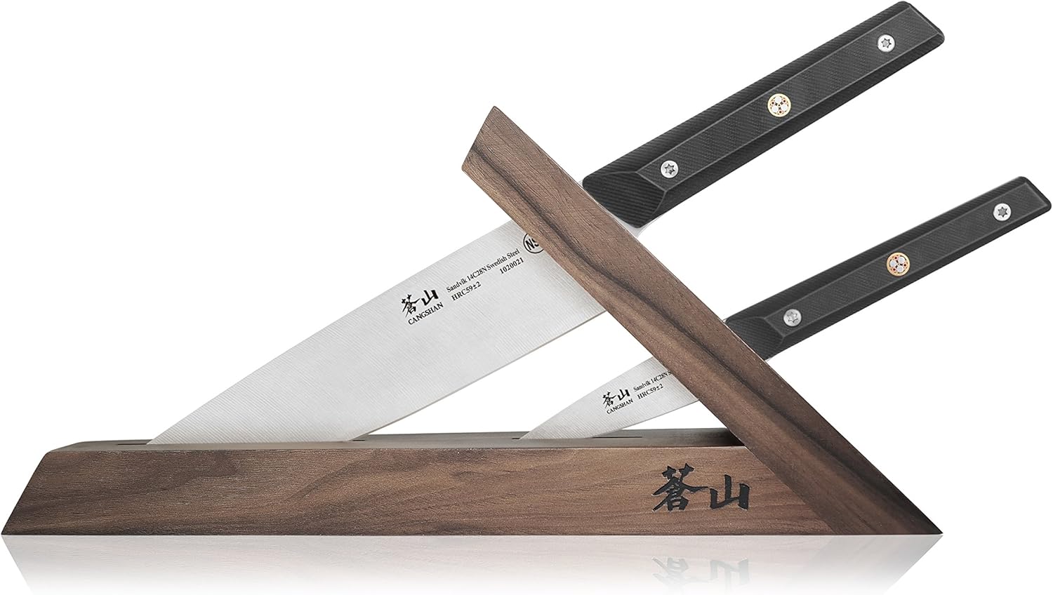 Cangshan TG Series 1021325 Swedish 14C28N Steel 3-Piece TAI Knife Block Set, Walnut