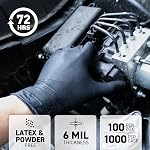 72HRS Black Nitrile Gloves, Disposable Gloves-6mil, Rubber/Latex Free, Gants Jetables, Gants Nitrile, Chemical Resistant