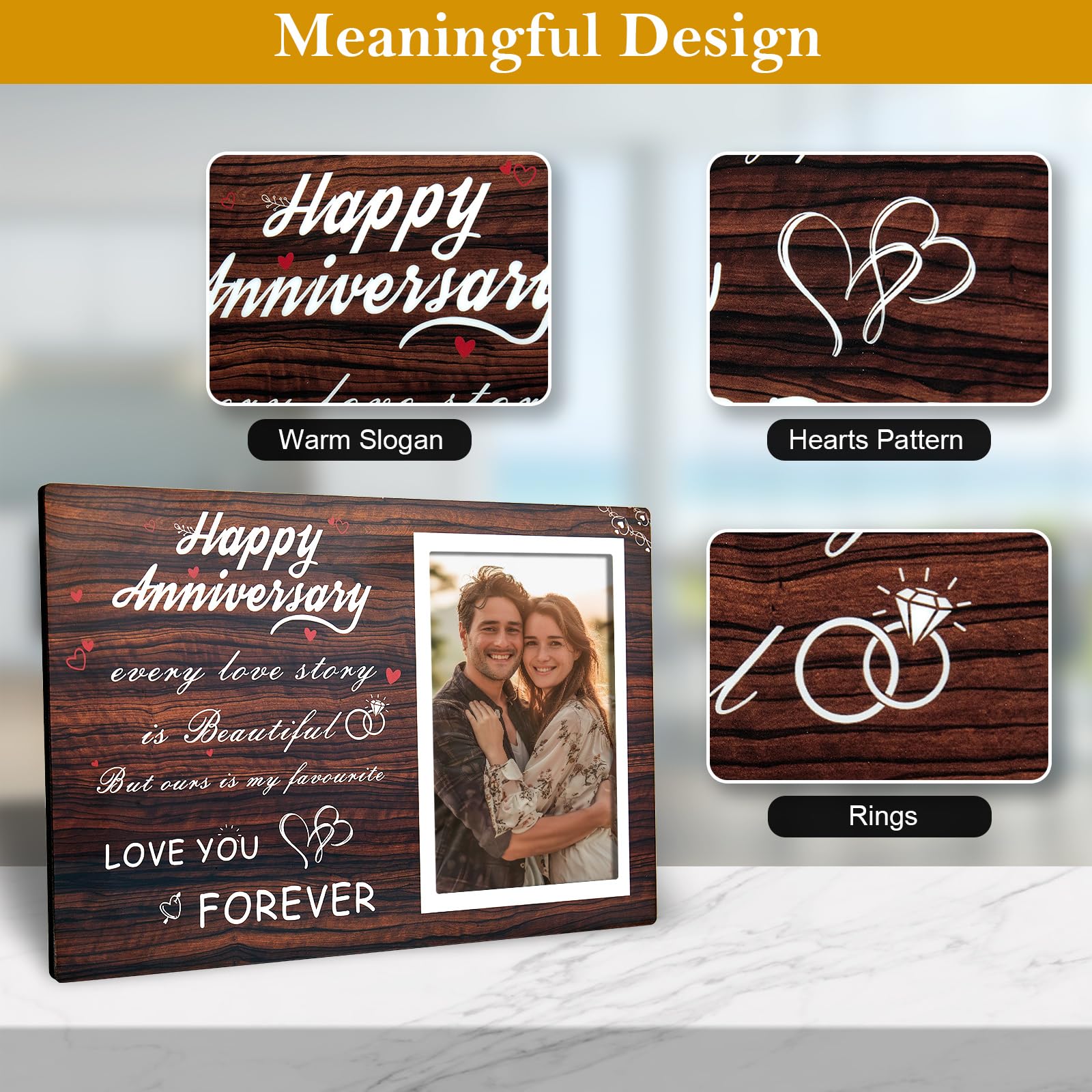 Happy Anniversary Photo Frame Gifts for Her Him Couple Parents Premium Anniversary Picture Frame Gift Ideal for 1st, 1 Year - Image 3