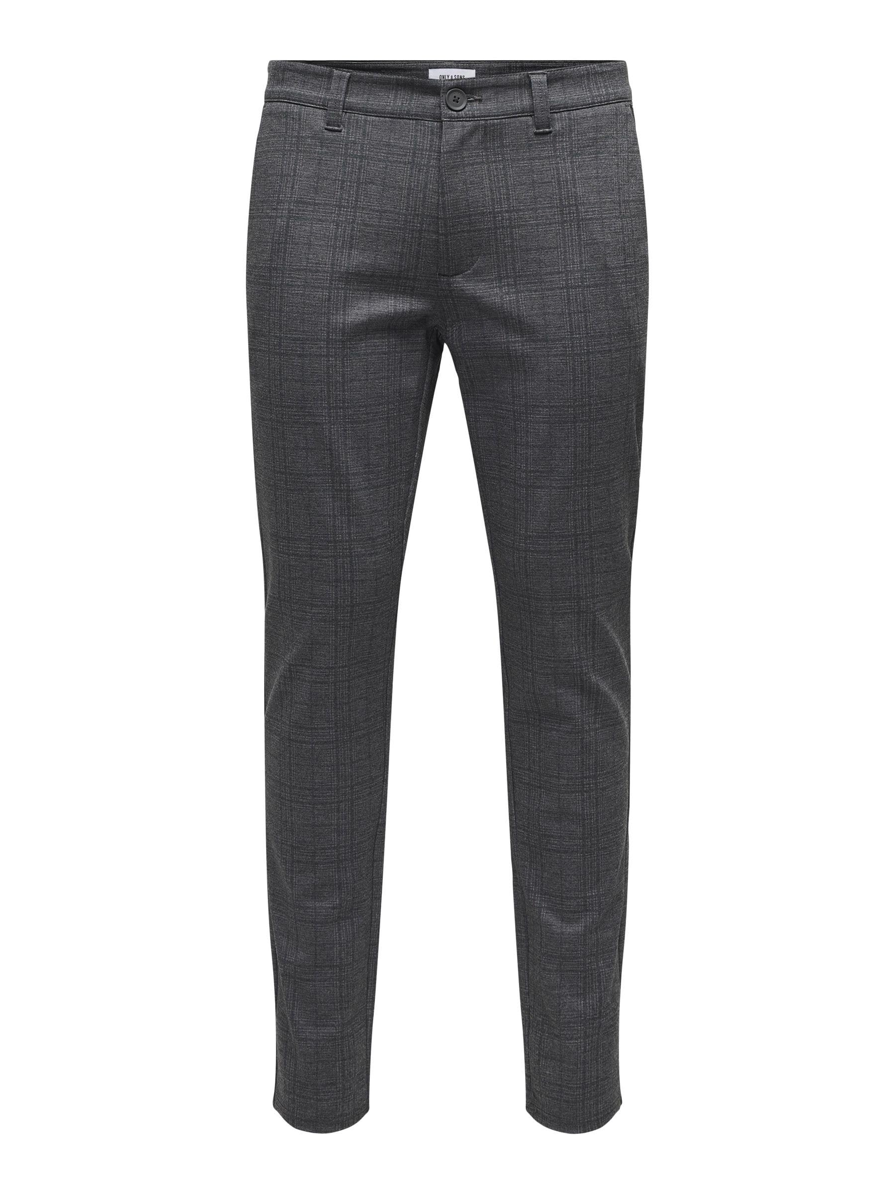Only Men's Black Plaid Slim Five Pocket Chinos - Size: 32W R