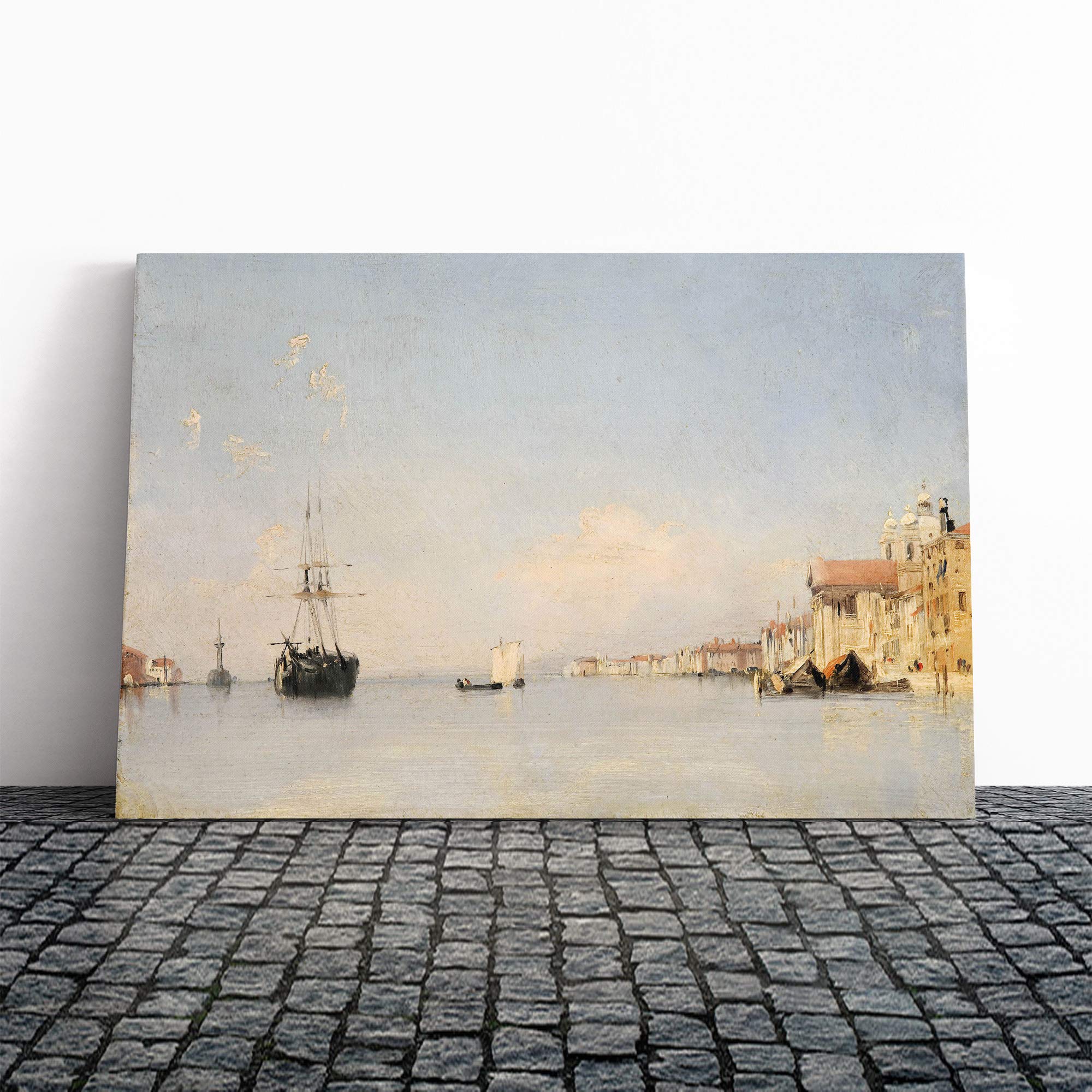 Richard Bonington The Giudecca in Venice Canvas Print | Gallery Wrapped 30mm Frame Wall Art | 20x14 inches | Ready to Hang | Modern Picture | Living Room Bedroom Lounge Office