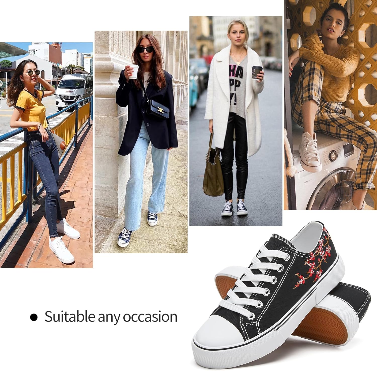 hash bubbie White Sneakers for Women Low Top Canvas Shoes Womens Canvas Sneakers Women's Fashion Sneakers Slip on Casual Tennis Shoes - Image 6