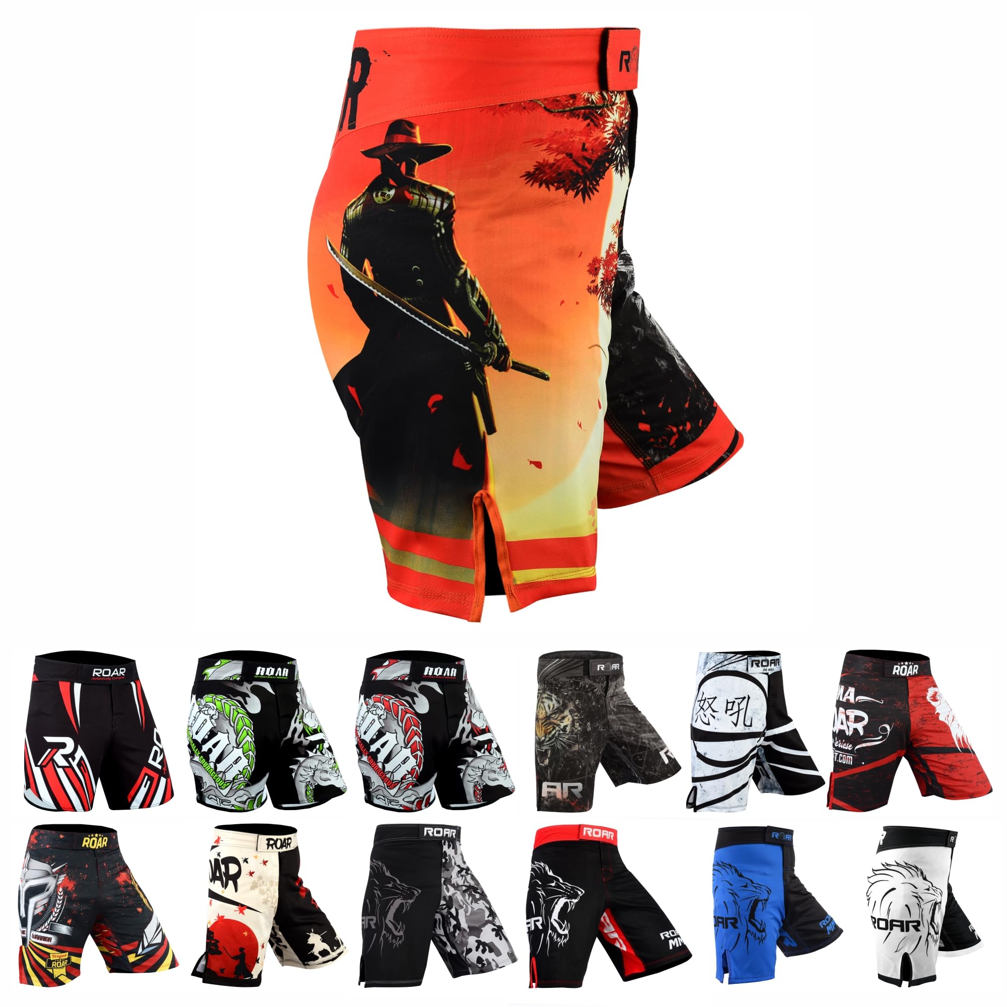ROAR-INT MMA Fight Shorts Grappling Kickboxing Muay Thai Shorts BJJ Gym Training Running Athletic Wrestling Shorts