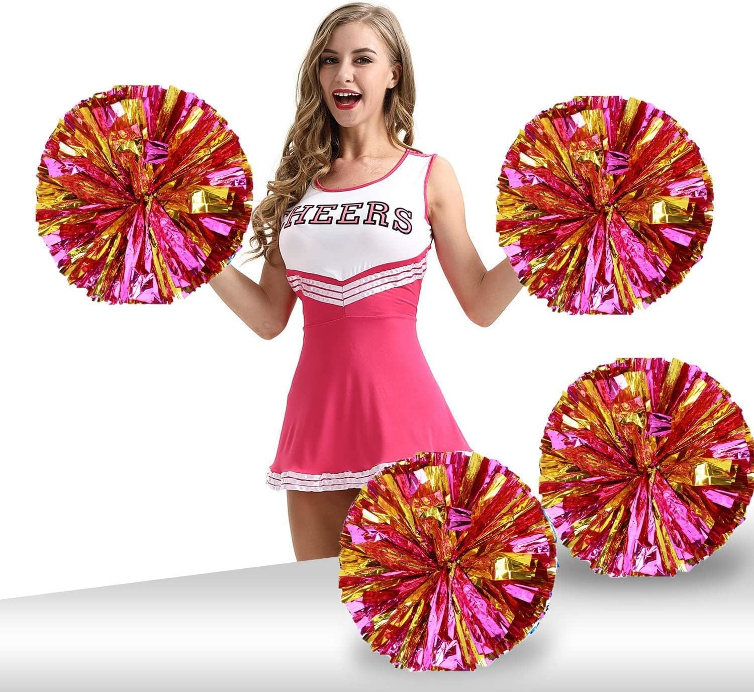 Pompones Animadora Pompones Metallic Cheers Pompones de Porristas 2 Piezas Pompones Deportivos Cheerleading Pompom Dance Pompom Sports Game Team Spirit Accesorios Porristas Pom