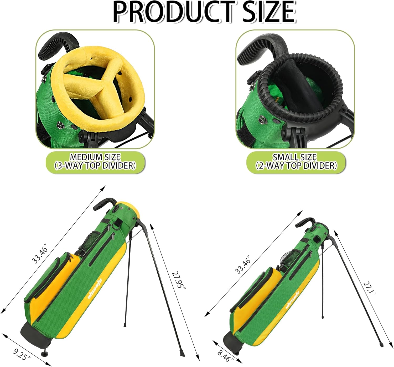 Lightweight Golf Stand Bag for Driving Range & Executive Courses, 2/3 Way Divider Sunday Carry Bag with Auto-Pop Stand, 5 Pockets & Ergonomic Straps, Includes Premium Putter Cover (6-7 Clubs)