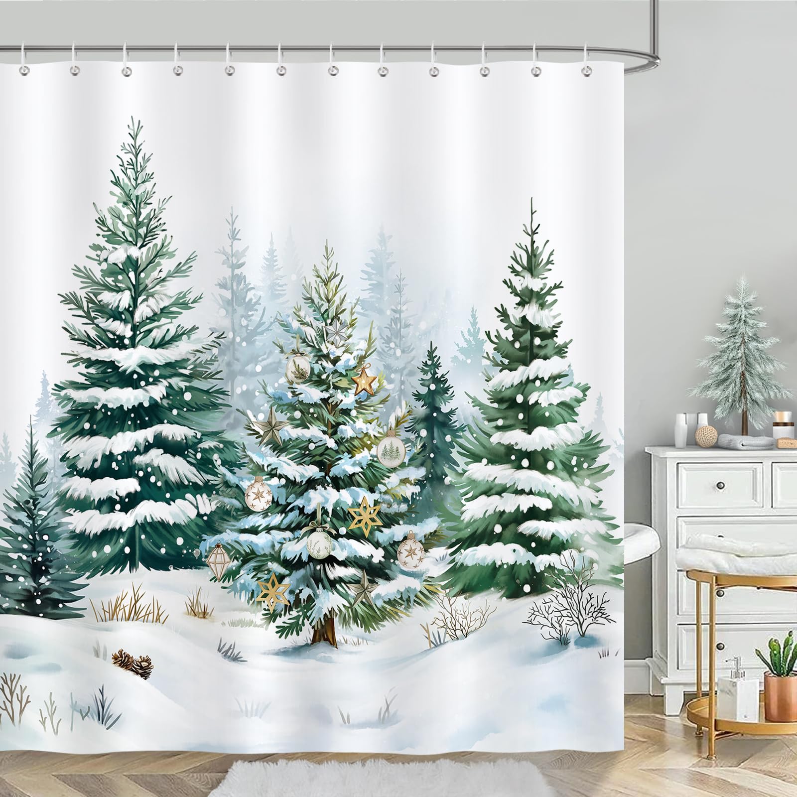 Bonhause Duschvorhang Weihnachten Nussknacker - 180x180 Cm, Wasserdicht, Mit 12 Haken, Polyester