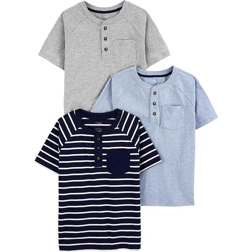 Camisa Henley Pacote com 3 camisetas Henley de manga curta Simple Joys by Carter'sMeninos