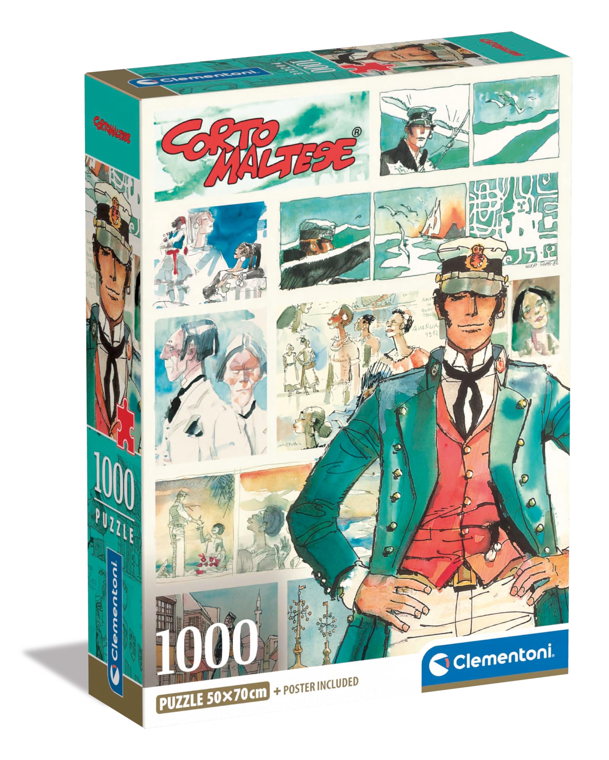 Clementoni - Corto Maltese Maltese - 1000 Pieces, Comic Puzzle, Author Illustrations, Vertical, Fun for Adults, Made in Italy, Multicoloured, 39808