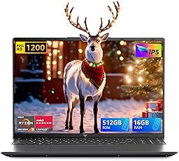 Ryzen 4300U 16 Inch Laptop (up to 3.7 GHz), Higher than 3500U/3200U/N150/N97, 16GB DDR4 512GB SSD M.2 NVME (2TB Extension), WiF 5, BT5.0, HDMI, Type C, Office and Study Laptop