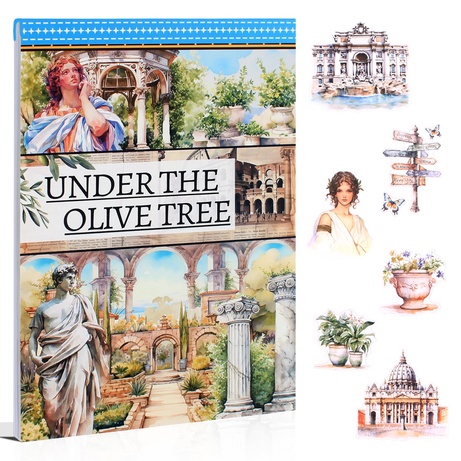 Dwpetzo Vintage Ancient Greece Mythology History Stickers Scenery Book, 20 Sheets Pre-Cut Junk Journaling Artistic Stickers for Scrapbooking, Albumn,