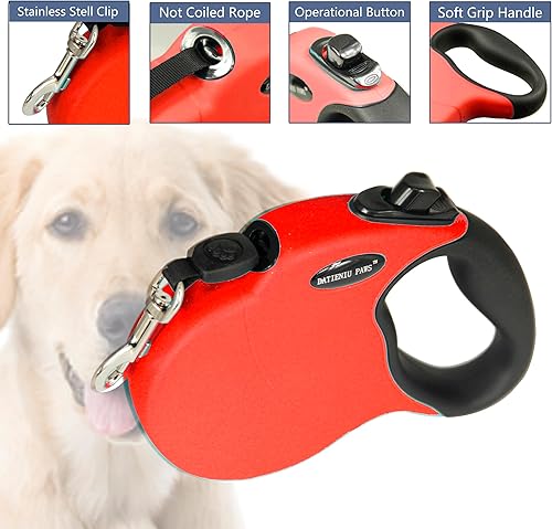 Miniatura 4 de Correa retráctil para perro, manos libres, longitud ajustable de 16 pies con bloqueo de seguridad, cinturón de nailon duradero para perros pequeños,