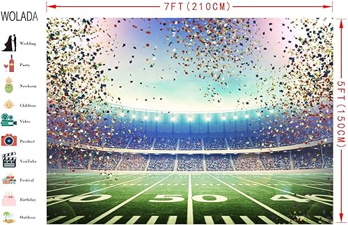 Miniatura 2 de WOLADA Telón de fondo de Super Bowl de 7 x 5 pies, telón de fondo de fiesta de domingo de fútbol americano, telón de fondo deportivo, fondo de
