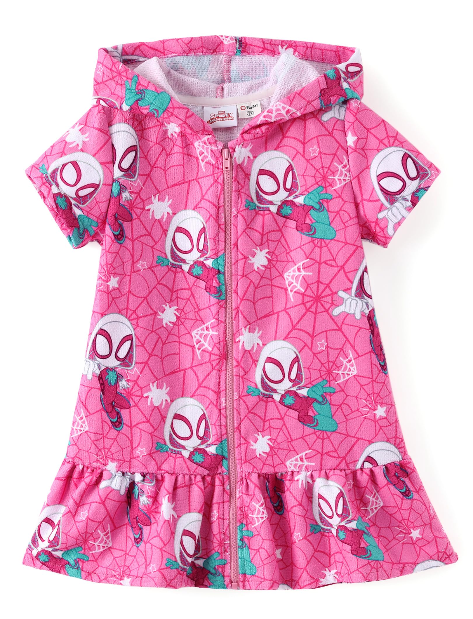 Disney Girls Swim Cover Up Terry Cloth Swimsuit Coverup Zip-Up Wrap Hooded