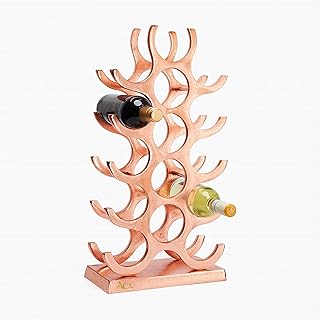 ACL Wine Rack Freestanding Wine Bottle Holder Rose Gold Finish, Wine Storage Wine Organiser, Bar Accessories, Kitchen Storage, Home Bar Décor, Table Top Wine Holder - 15 Bottle (Rose Gold)