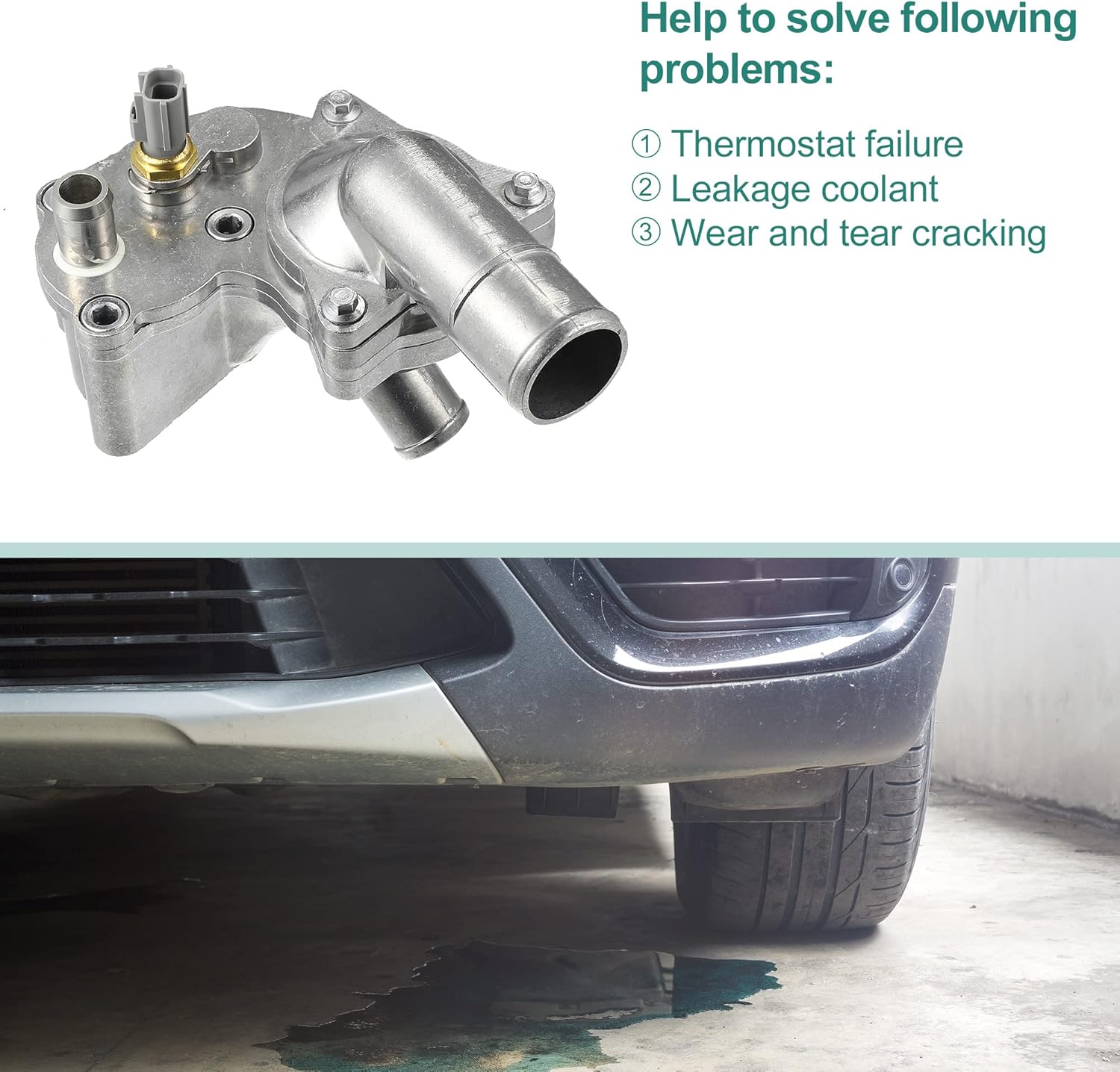 X AUTOHAUX Upgraded Aluminum Alloy Thermostat Housing Assembly with Sensor for Ford for Mustang 4.0L 2005 2006 2007 2008 2009 2010 Replaces 5R3Z8592BA