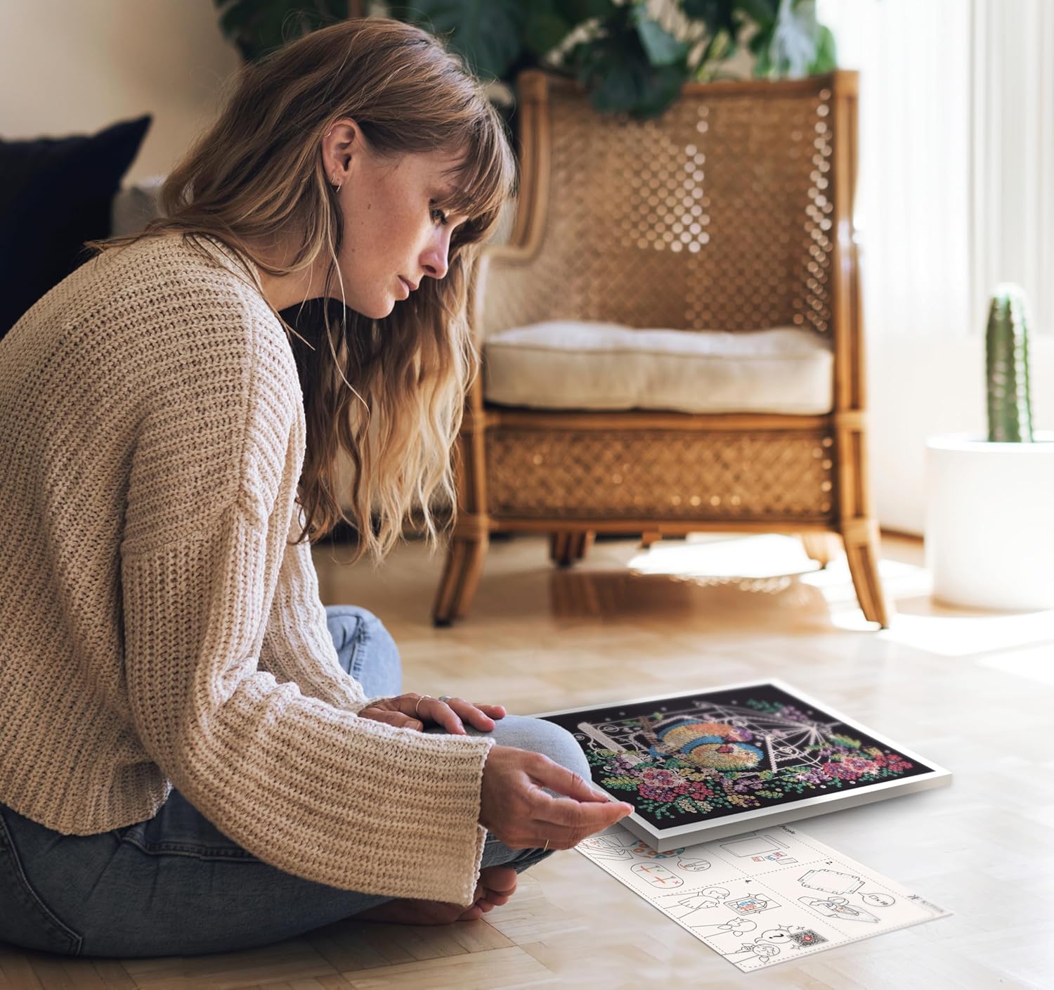 Kitfix - Sequin Art Purple - Birdcage - Creative Set - 27 x 36cm - Craft Kit for Children, Teenagers and Adults Aged 8+ - 1945