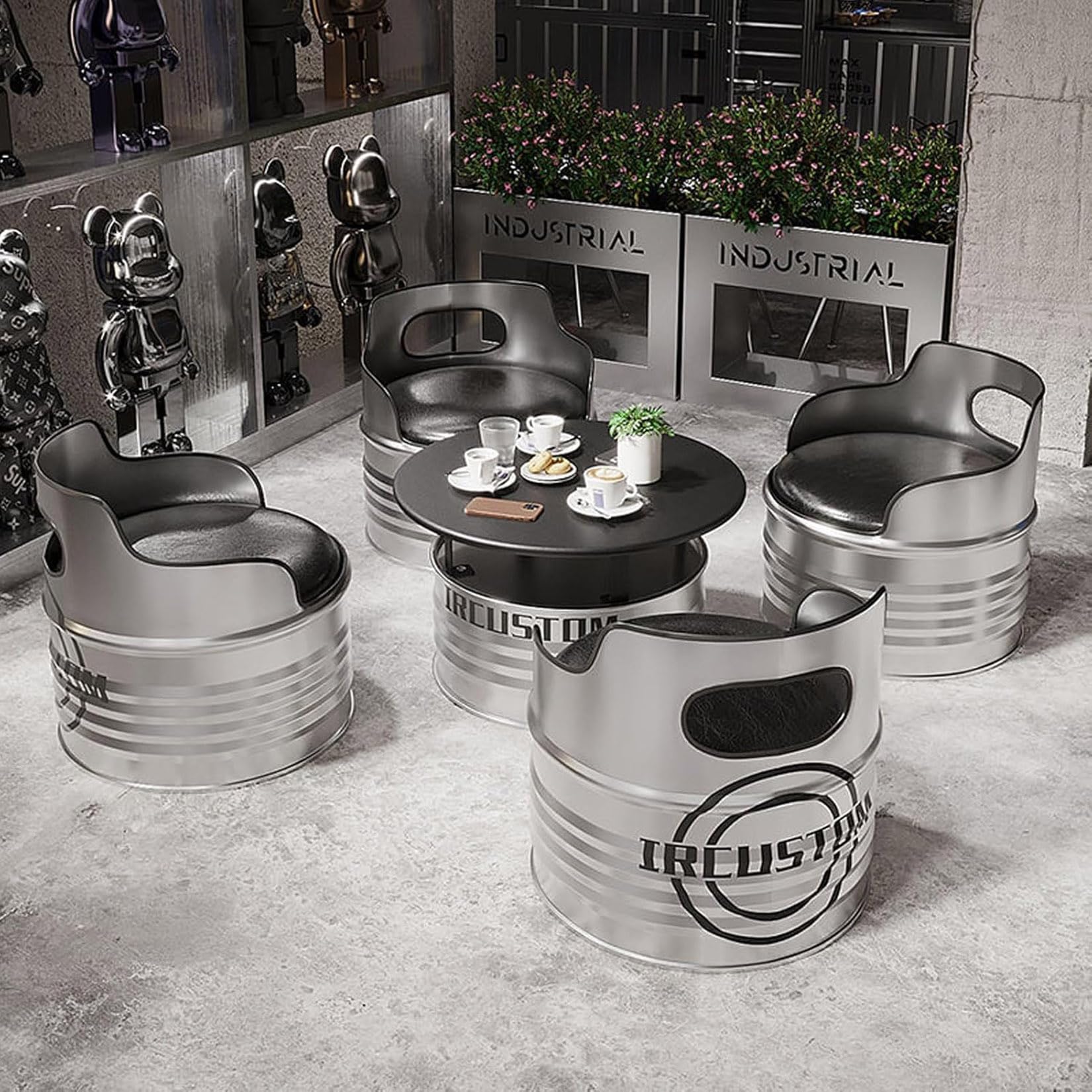 ドラム缶テーブル１台+ドラム缶椅子4台セット ドラム缶テーブル1台+ドラム缶椅子4台セット 楽天市場】屋外家具 チェアx2