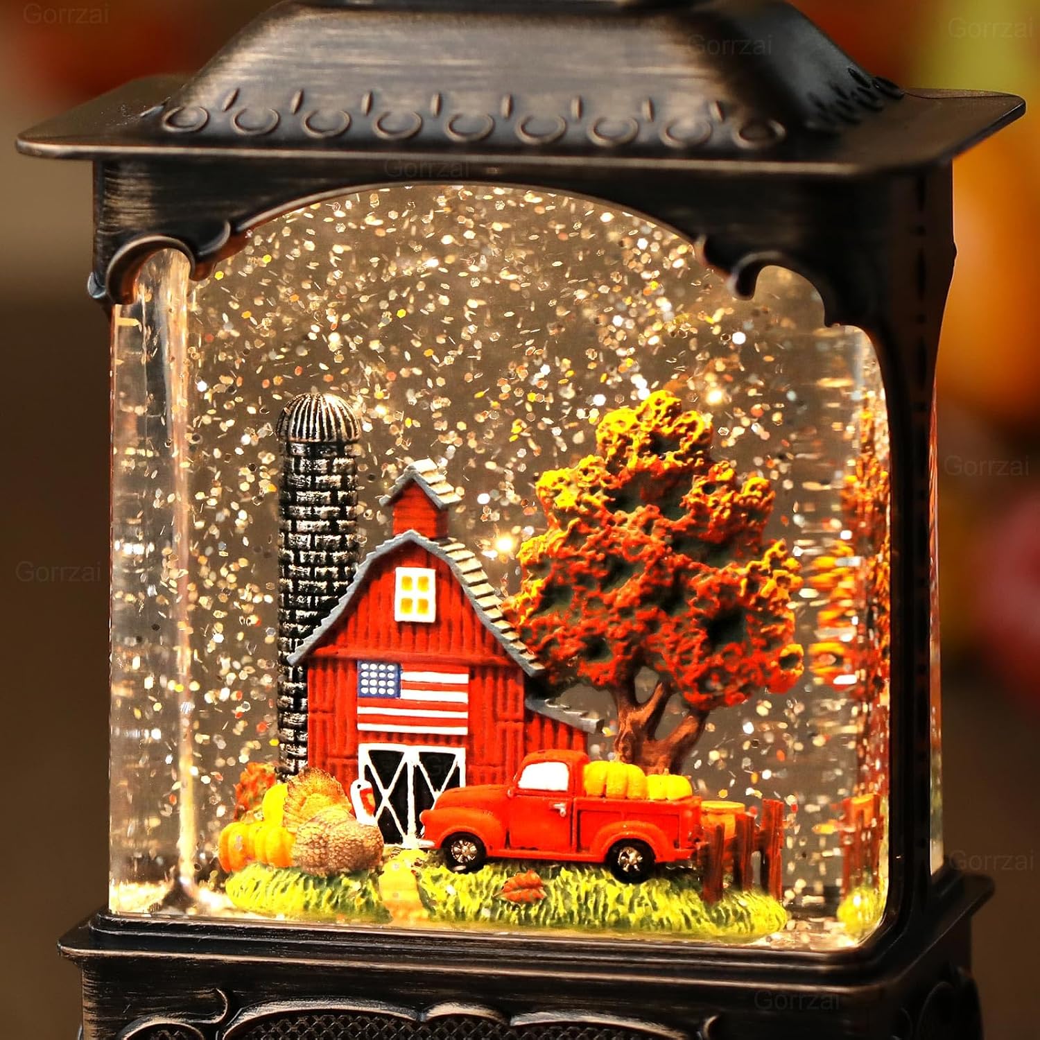 Fall Snow Globe Lantern Red Truck Fall Decorations for Home