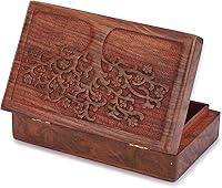 Vista 37 de Ajuny Handcrafted Decorative Wooden Jewelry Box Elephant Embossed Design Hand carved Solid Multipurpose Keepsake Storage Travel Organizer Treasure