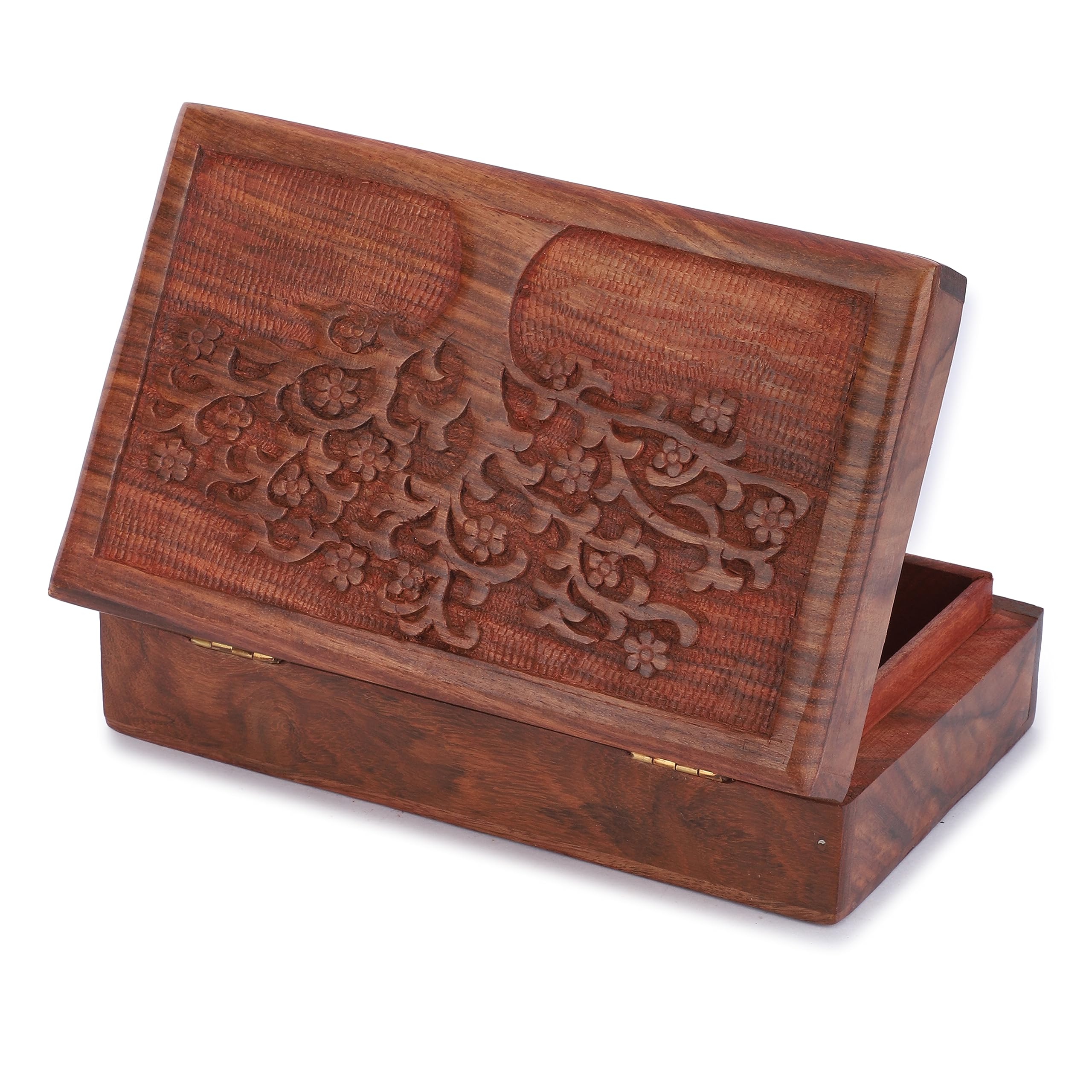 Caja De Joyas De Madera Tallada A Mano Con Diseño De Cruz – Organizador Elegante Para Almacenamiento O Regalo