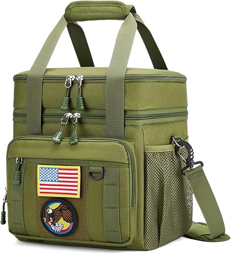 Gafetrey Lonchera táctica grande expandible para adultos, bolsa enfriadora de almuerzo duradera con cubo de almuerzo MOLLE para el trabajo,