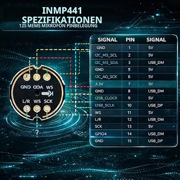 3 Pieces INMP441 Microphone Module - Omnidirectional MEMS Microphone with 24-Bit I2S Interface Digital Output Sensor Module for ESP‑32/Arduino Precise Voice and Audio Recording