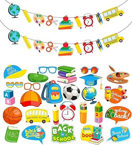 KatchOn, Cartel de regreso a clases para decoraciones de regreso a clases, 9 pies, sin bricolaje, guirnalda de papel de manzanas para decoración del