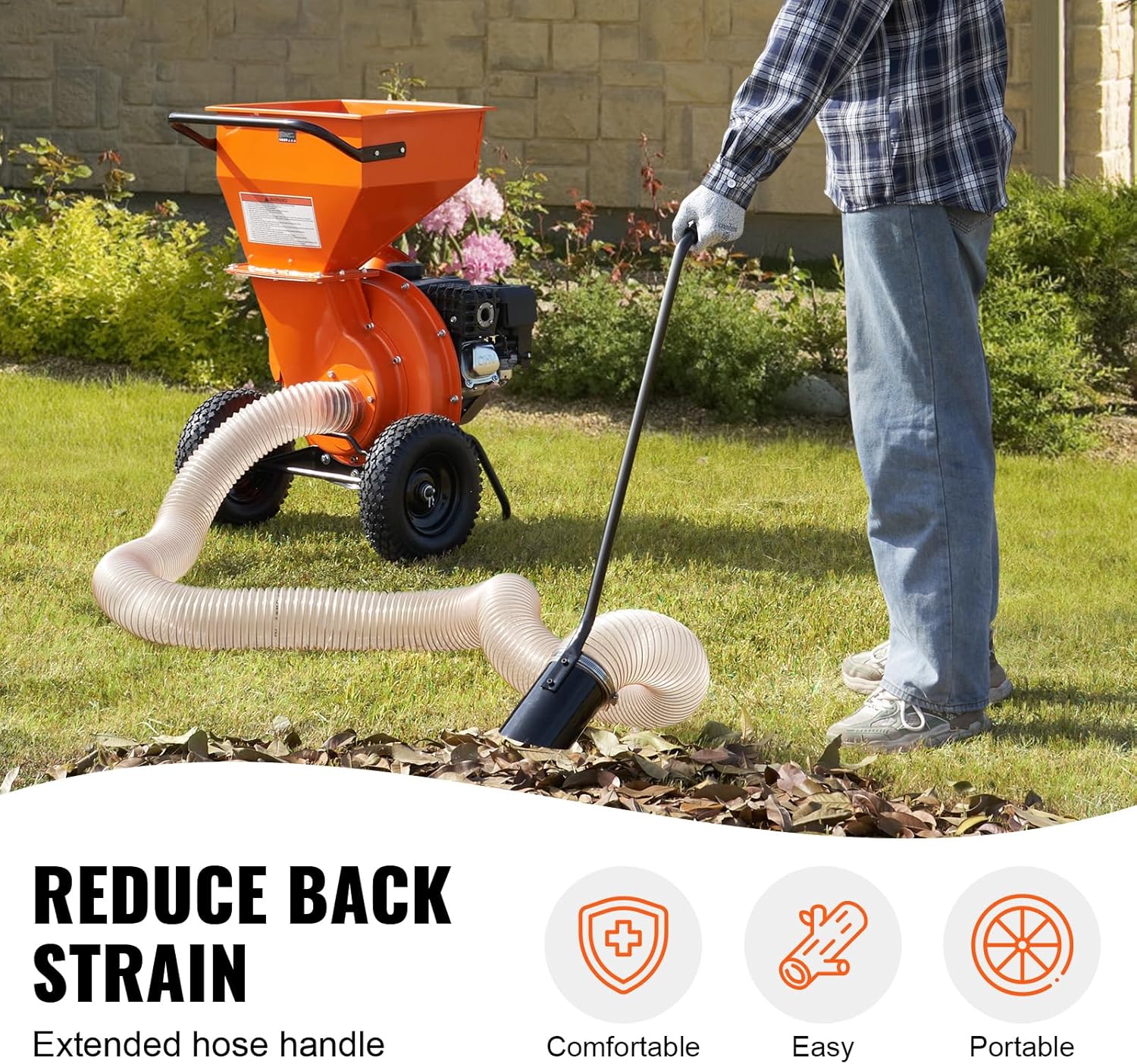 Happybuy Wood Chipper Shredder Mulcher Leaf Vacuum Kit,4.3 Inch x 13.1 ft Heavy Duty Universal Woodchipper Accessory,4 inch Diameter for Large Volume Feeding,Fit Mainstream Brand,Chipper NOT Included