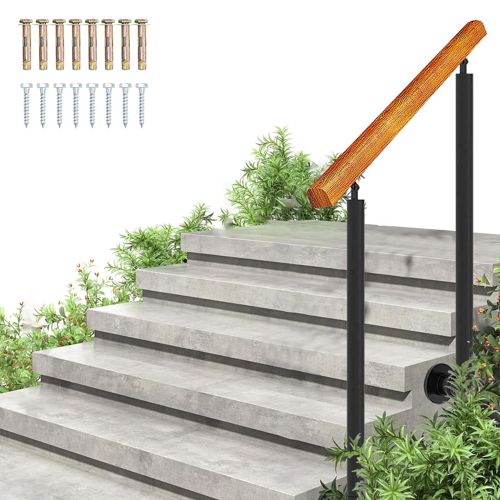 Rampe d'escalier réglable pour marches intérieures et kit support de porche