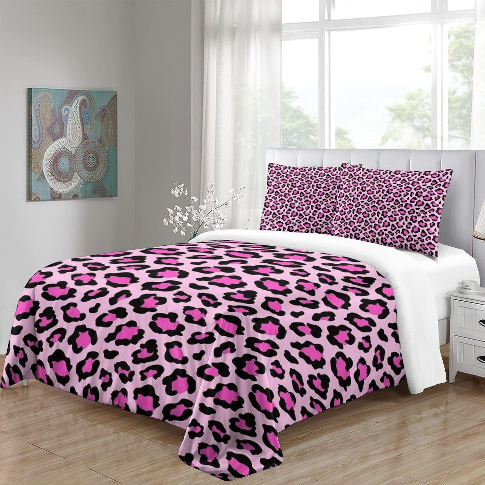 『 Pink Leopard fam 』by Zuberi 30*40cm Amazon.com: 7 Pieces Full Size Pink Leopard Print Kids