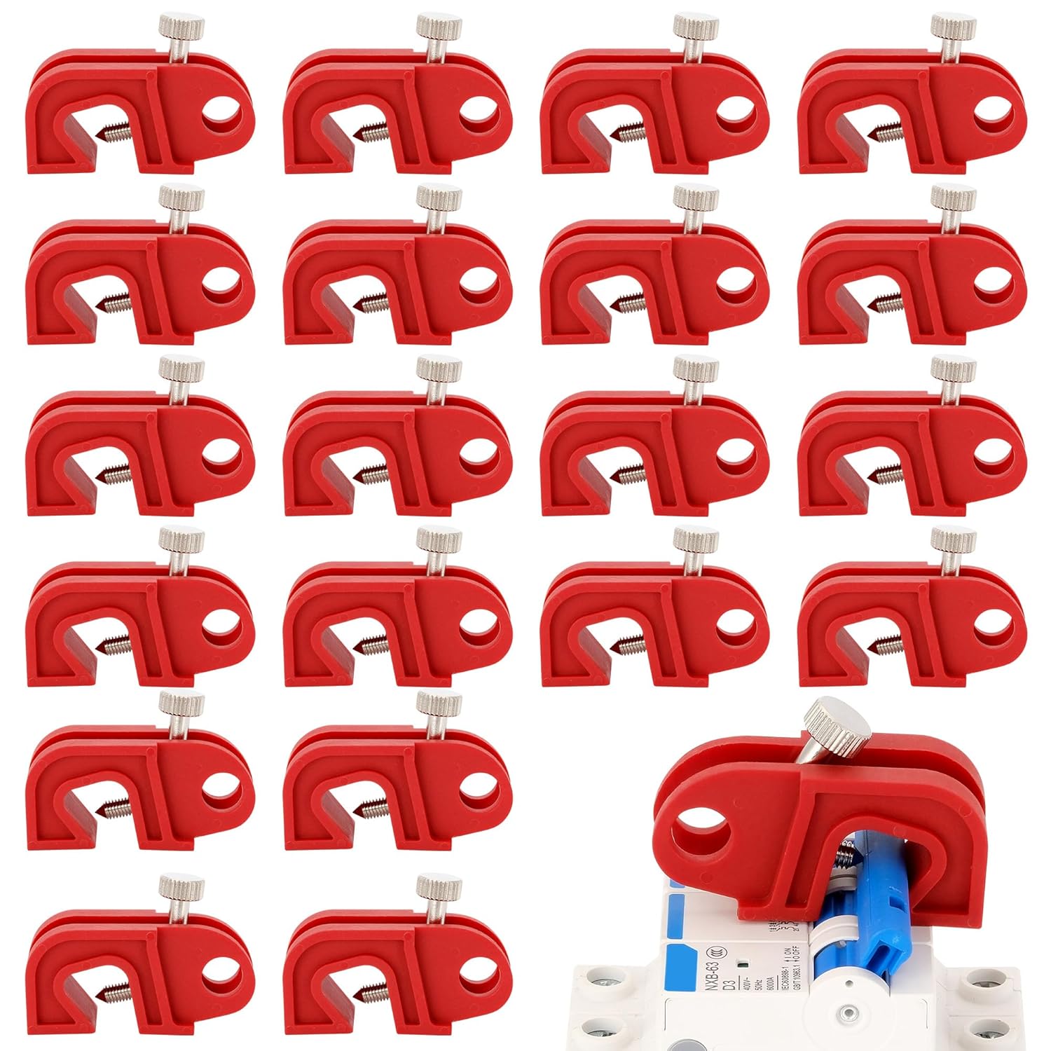 20 PCS Circuit Breaker Lockout Device Kit - Universal Lockout Tagout (Loto) for Single & Multi Pole Breakers, OSHA Compliance Electrical Safety