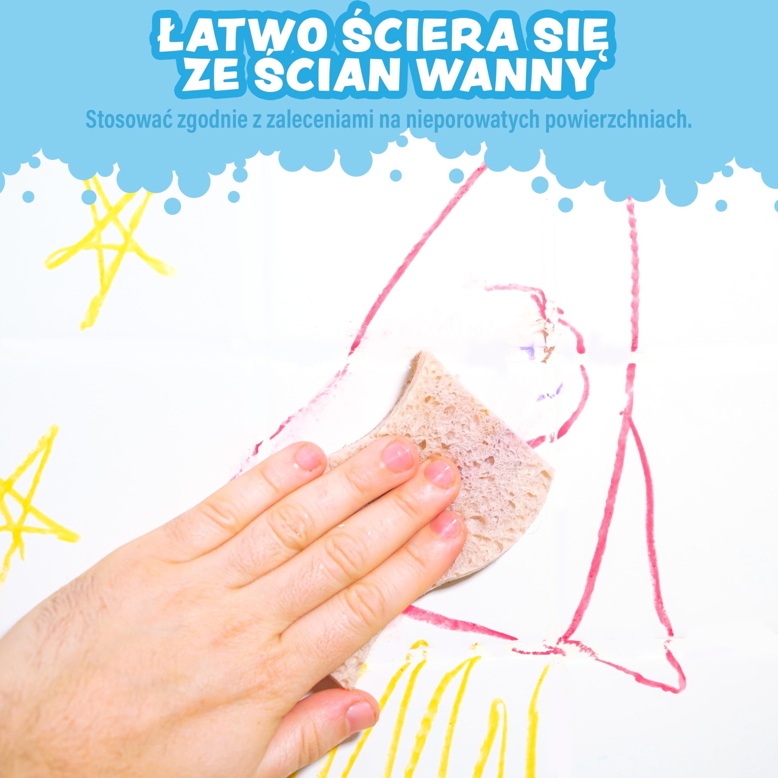 Tub Works® Kredki Do Kąpieli, 12 Sztuk | Nietoksyczne, Zmywalne Kredki do Kąpieli Dla Maluchów & Dzieci | Gładko & Żywo Rysować Na Mokrych & Suchych Ścianach Wanien | Kąpieli z Sześciokątnym Uchwytem