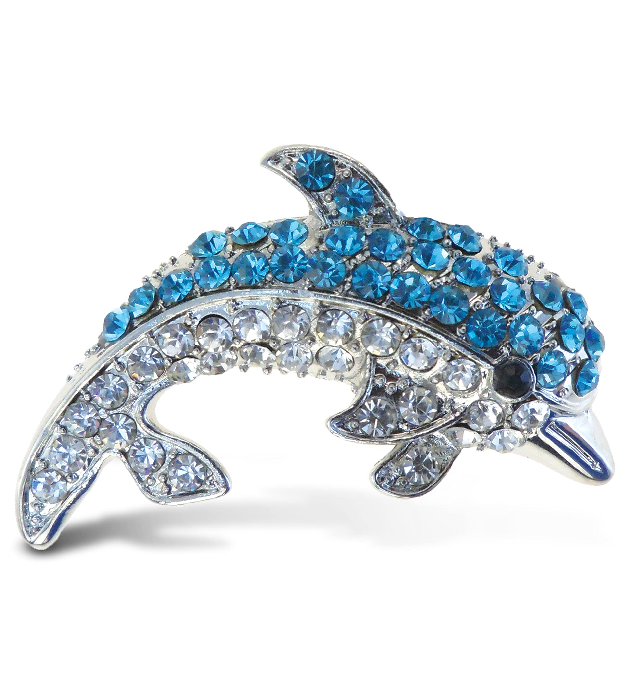 Puzzled 7201 Dolphin Refrigerator Sparkling Magnets with Crystals, Blue, Silver