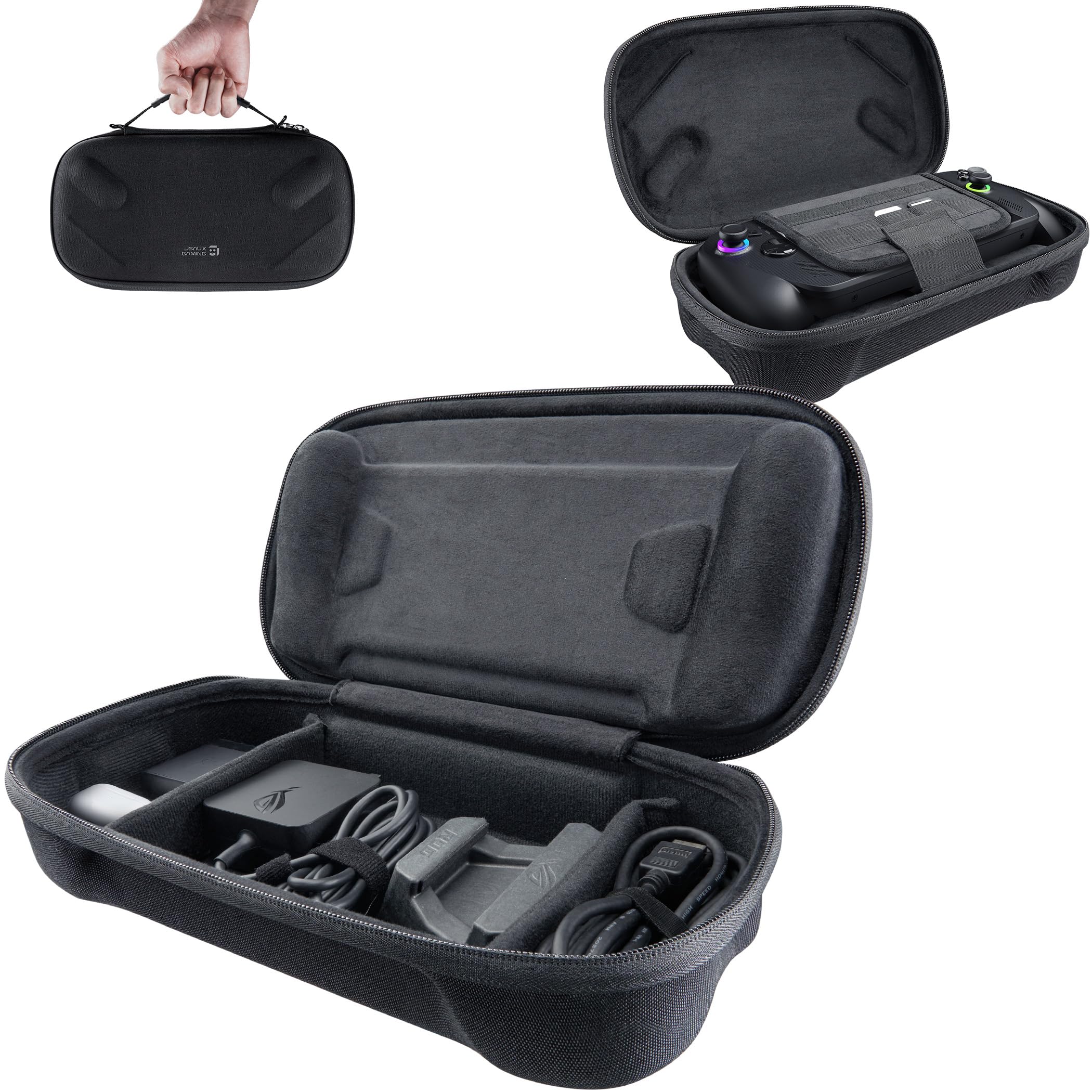 JSAUX Carrying Case for ROG Xbox Ally / ROG Xbox Ally X (2025) Double-Decker, Protective Hard Shell, Dual Layer Portable Travel Storage Bag Fits Adapter, Cable and Accessories -BG0136 - 1