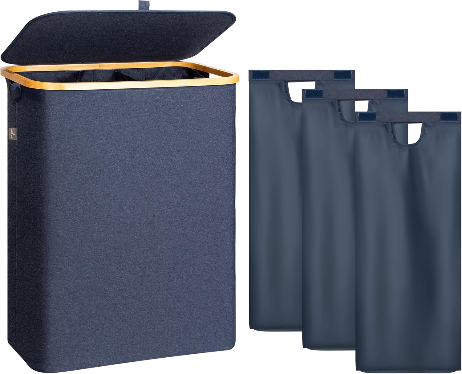 ADEL DREAM Laundry Basket With Lid 3 Compartments, Narrow Laundry Bag