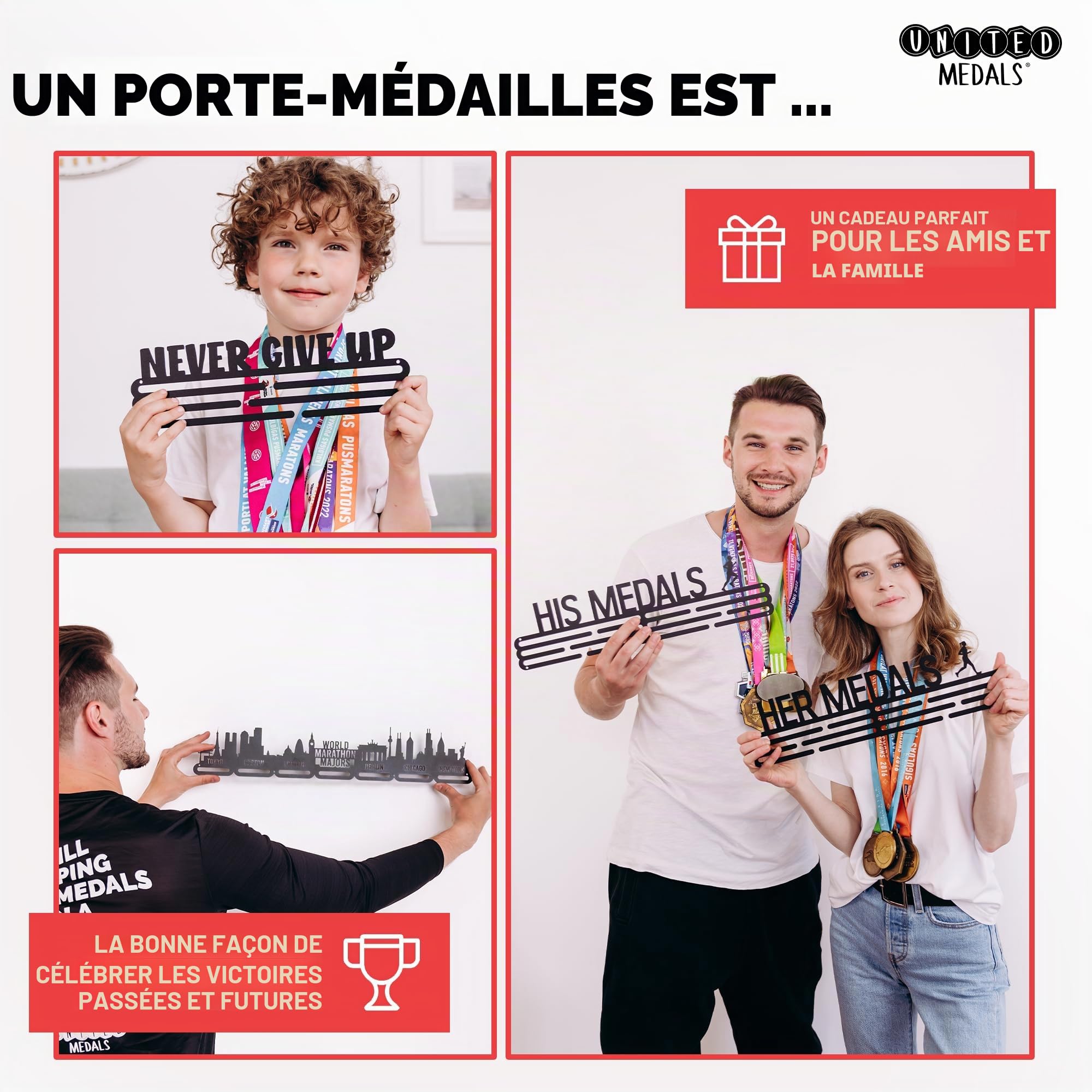 Finisher Cintre de Médailles | Acier Porte-Médailles | Medal Holder Hanger Display