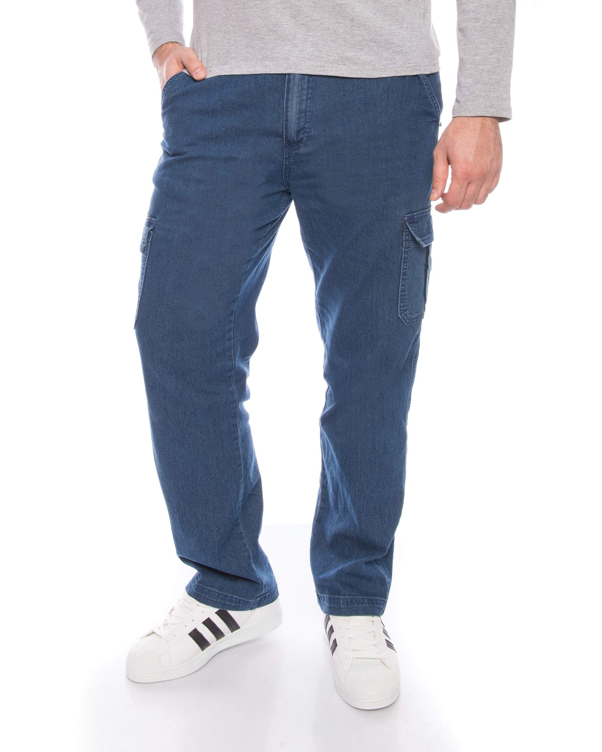 Kendindza Herren Thermo Jeans Winter Cargohose gefüttert Länge L32
