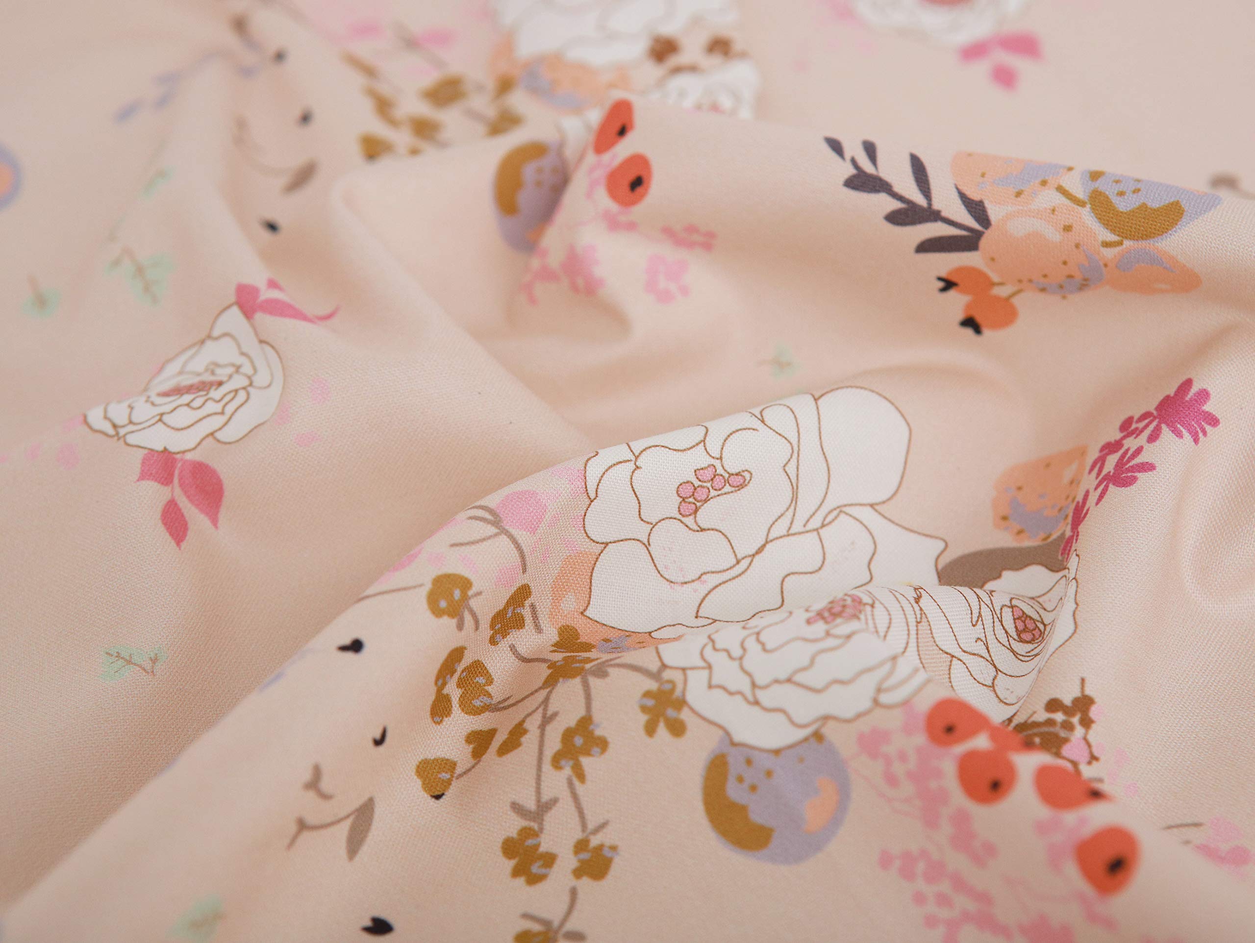 COTTONVILL Collection Cwtch 20COUNT Cotton Print Quilting Fabric (1yard, 01-Main Cream)