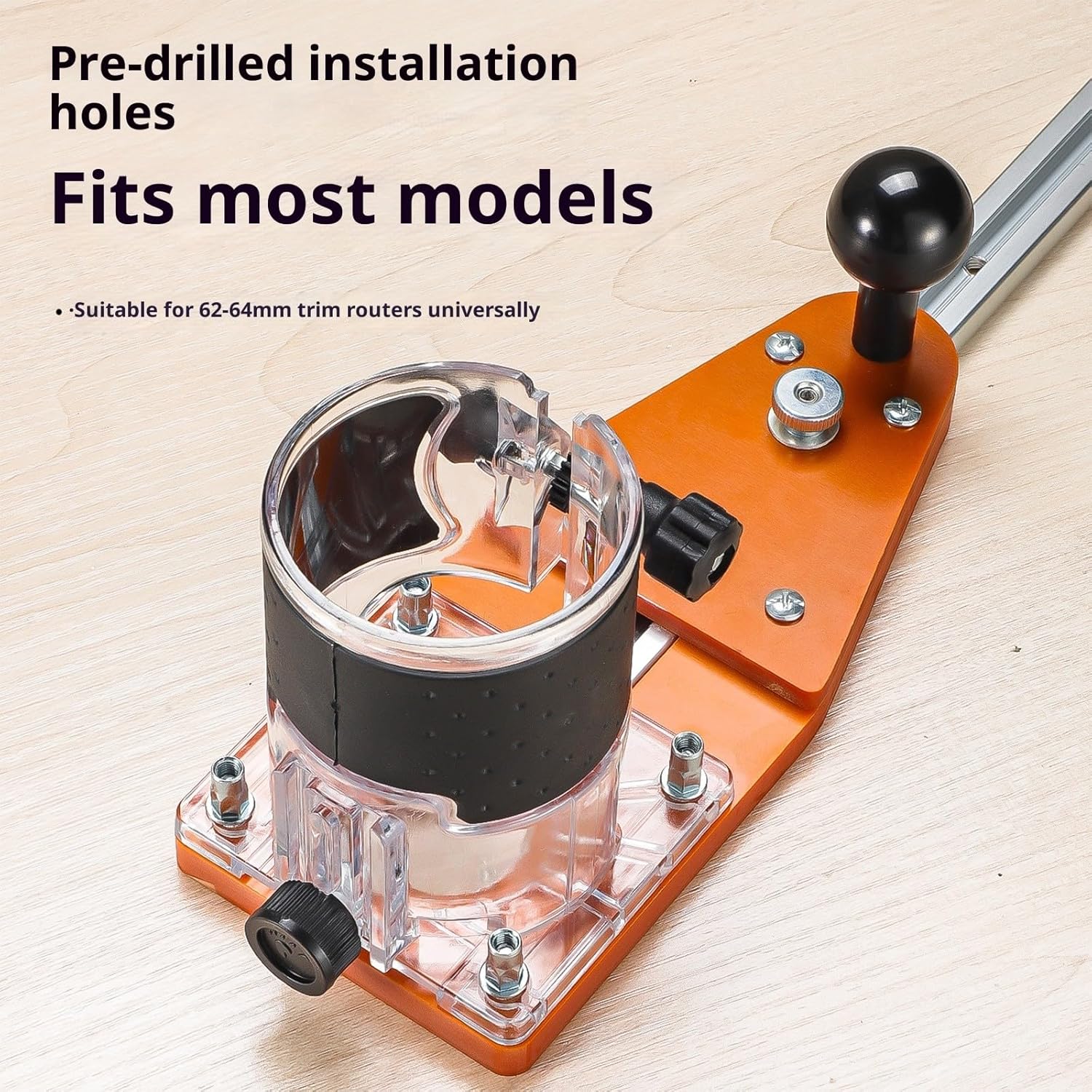 木工プロジェクト用の多機能エッジトリマーとスロットカッター、調整可能なガイドレール付き、62 64mmルーターに適しています ステン