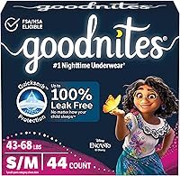 Goodnites Girls Nighttime Bedwetting Underwear S/M (43-68 lbs) 44 Ct - #1 Leak-Free Overnight Protection