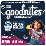 Goodnites Girls&apos; Nighttime Bedwetting Underwear&comma; Size S&sol;M &lpar;43-68 lbs&rpar;&comma; 44 Ct &lpar;2 Packs of 22&rpar;&comma; Packaging May Vary